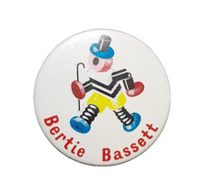 VTG 1970s BERTIE BASSETT LIQUORICE ALLSORTS ADVERTISING BUTTON BADGE
