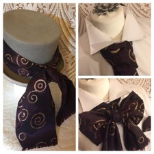  CLARET & GOLD SWIRLS CRAVAT JABOT TIE SCARF &/OR HANKY - Gothic LARP Steampunk 