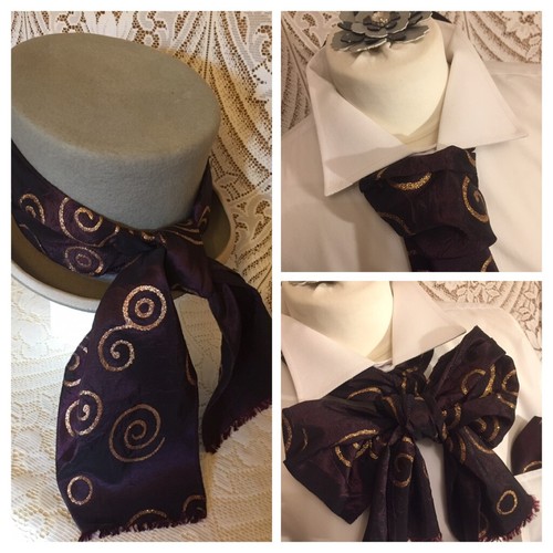Claret gold swirls cravat - ,