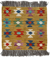 58 x 49cm Vintage Handmade Afghan Carpet Door Bath Mat Kilim Small Oriental Rug