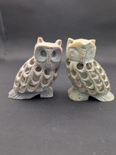 Pair Of Vintage Soapstone Owl