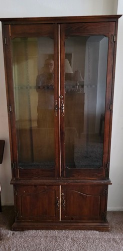 Wooden gun cabinet with - cabinet, glass