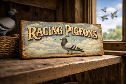 Racing pigeons plaque wooden - plaque,