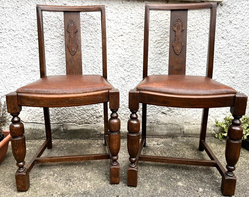 Pair vintage oak - vintage, chairs