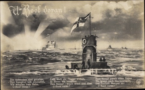 Poem postcard german boat u - german, boat,