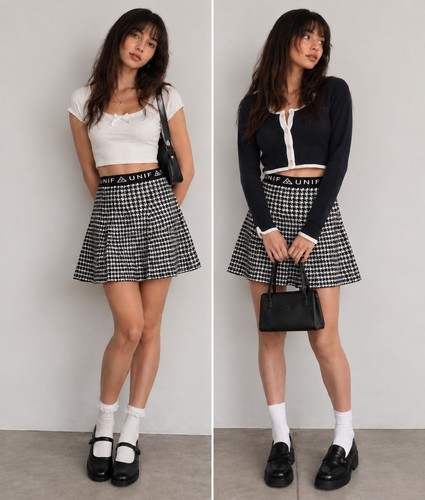 Unif black houndstooth knit - houndstooth,