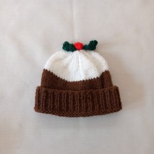 Christmas Pudding Newborn Hat Hand Knitted