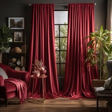 Luxury Velvet Curtains PAIR Thermal Window Drapes Ready Made Living Room Curtain