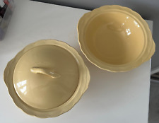 Vintage Grindley England Petal Ware Yellow Servicing Tureen Dishes x 2 + 1 Lid