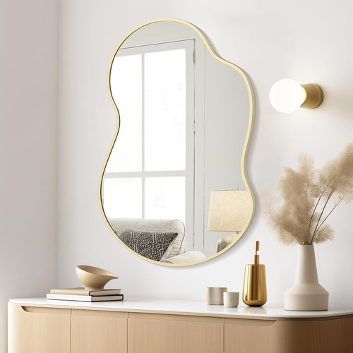 Gold asymmetrical wall mirror - gold,