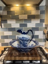   Victoria Ware Ironstone Flo Blue Pitcher And Wash Bowl Set 
