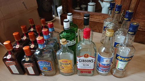 Empty liqueur bottles upcycle - bottles,