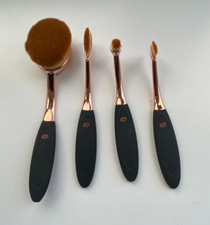 Rio Make-Up Brushes x 4 Black Rose Gold Super Soft Brushes Blusher Eyeshadow