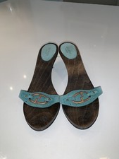 Gucci Sandals - Turquoise  Wooden Gucci Shoes with Kitten heels 38.5