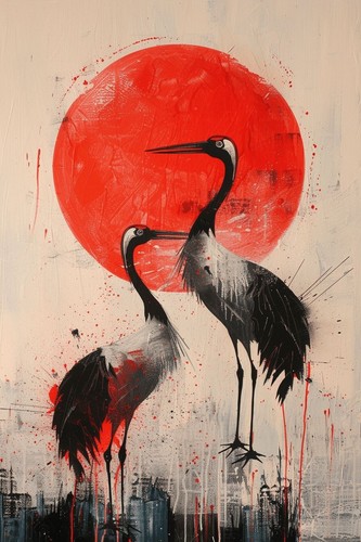 Japanese crane birds - japanese,