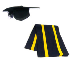 Vintage Shepherd & Woodward Oxford Graduation Mortar Board & Scarf/Hood Set