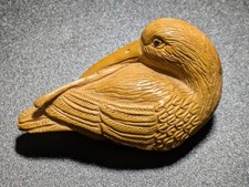 intricate Hand Carved Boxwood Bird Netsuke   Japan