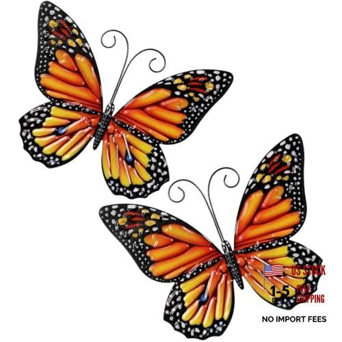 Yellow metal butterfly wall - metal,
