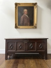 Large Antique 18th Century Oil Portrait Painting Of A Gentleman In Gold Frame