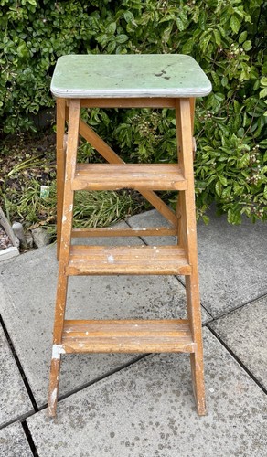 Vintage folding wooden step - vintage,