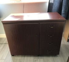 Horn Sewing Machine Cabinet with Air Lift Mahogany Colour Door + 4 Drawers