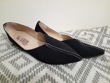 Luc Berjen, pointed slip on shoes Navy Blue Embroidered Size 40/7 Made In Italy 