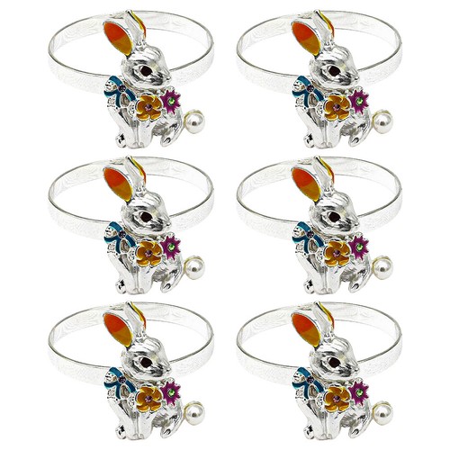 6pcs alloy bunny napkin - 6pcs,