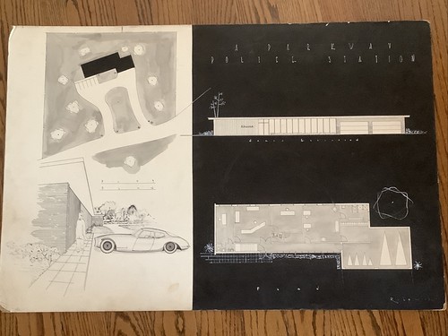 Vintage mcm blueprint design - vintage,
