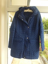 DKNY French Navy Blue Quilted Puffer Hooded Jacket Coat Size M
