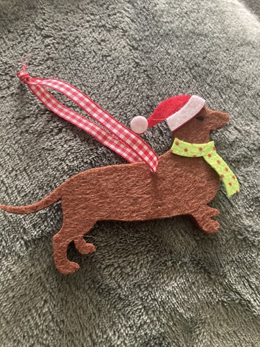 Fabric sausage dog christmas - fabric,