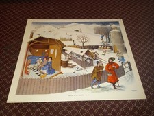 Vintage 1950s Macmillan School Poster "Winter in the Country 15th C." No.53