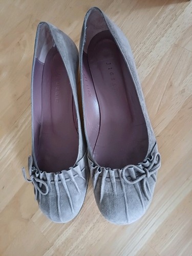 Jigsaw taupe suede frill pump - taupe,