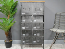 Industrial Metal Locker Cabinet 10 Drawer Vintage Storage Unit Loft Style