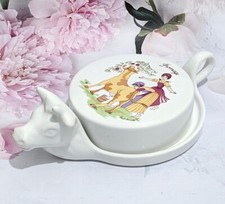 Vintage French L’Hirondelle Porcelain Cow Covered Cheese/Butter Dish – Farmhouse
