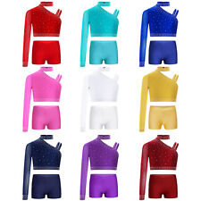 iEFiELs Girls Jazz Hip Hop Latin Dance Outfits Sequins Crop Tops and Shorts Set