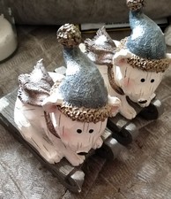 Christmas Woodland Polar Bears On A Sleigh Set Of 2