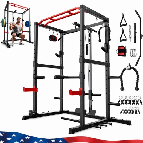 Power rack with - with, pulldown