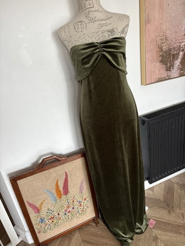 Velvet olive green maxi dress