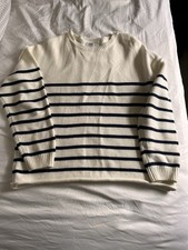 Jumper White With Navy Stripes, Size M, Papaya