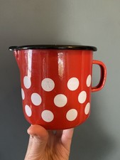 Vintage Red Enamel Polka Dot