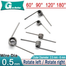 Torsion Spring (Pack Of 10), 0.5mm Wire Diameter, 2.5/3/4/5/6mm Outside Diameter