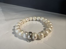 Thomas Sabo Club Silver 925 Pearl Charm Carrier Bracelet Elasticated