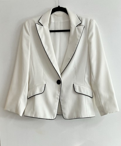 White blazer with - blazer, trim
