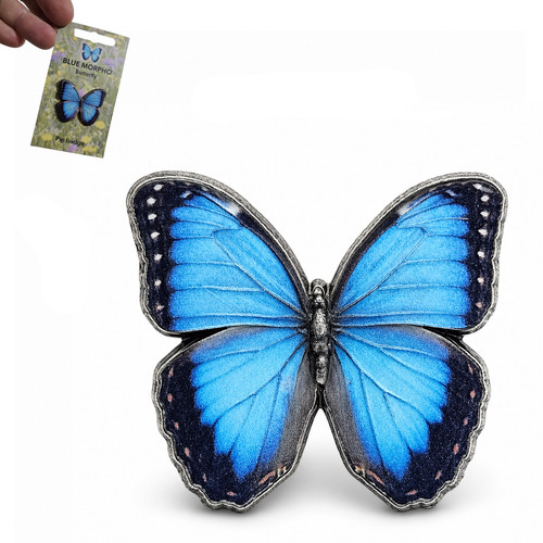 Blue butterfly enamel pin - blue,