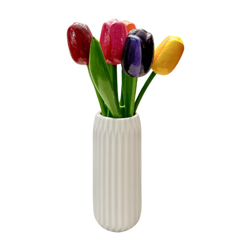 Wooden dutch tulips colorful - wooden, tulips,