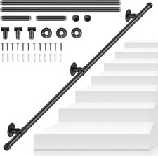 Stair Handrail, 1.5M Metal Stairs Handrail Indoor Outdoor Wall Mounted, SenDeluz