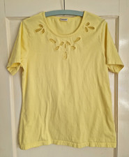 NEW Damart Ladies T shirt Size UK 14/16  Yellow  100% Cotton  Short Sleeves 