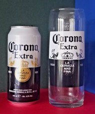CORONA ONE PINT 568ml NUCLEATED GLASS & EMPTY BEER CAN 440ml MADE in MEXICO