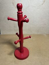 APOLLO Natural Beech, Red, Black Mug Tree, 6 Cups Stand Holds Organiser Storage