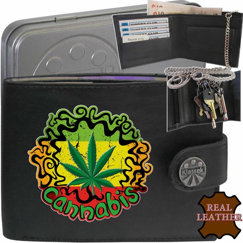 Cannabis wallet soft leather - cannabis,